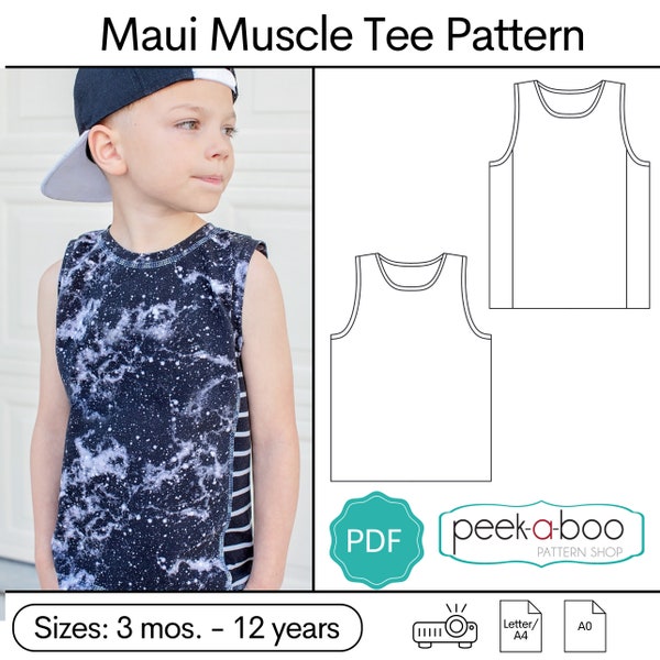 T-shirt Maui Muscle : modèle de débardeur pour garçons, modèle de débardeur, modèle de t-shirt musculaire