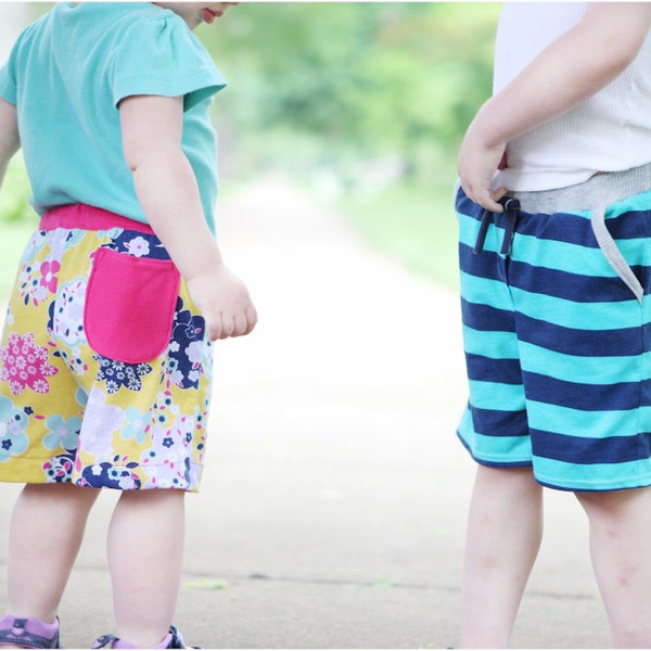 Bolsos Coastal Craze: Patrón de pantalones cortos para niño, niña y bebé