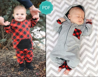 Zipster Romper Sewing Pattern: Hooded Romper Pattern, Baby Romper Pattern