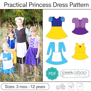 Practical Princess PDF Knit Dress Sewing Pattern / Knit Dress Pattern / Girls Dress Sewing Pattern / Princess Dress Pattern / Princess PDF