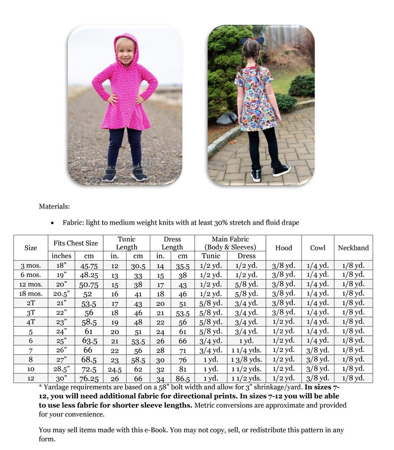 Sophie Swing Dress PDF Sewing Pattern: Girls swing dress pattern, t-shirt dress pattern image 2