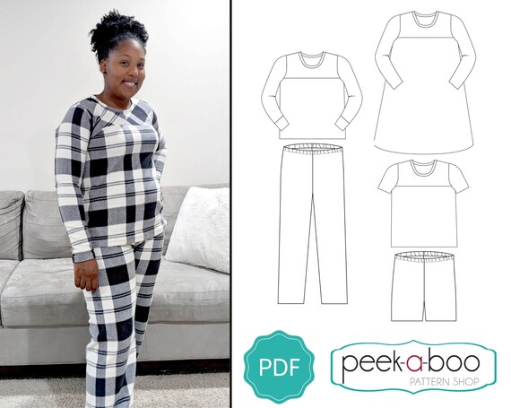 Women s Night Owl Pajamas PDF Sewing Pattern Etsy