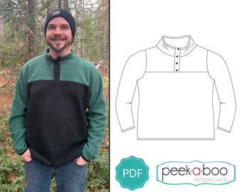 Denali Pullover: Men's Snap Neck Pullover PDF Sewing Pattern