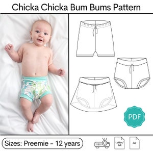 Chicka Chicka Bum Bums PDF Sewing Pattern: Bummies Sewing Pattern, Shorties Sewing Pattern, Skirted Bummies Pattern