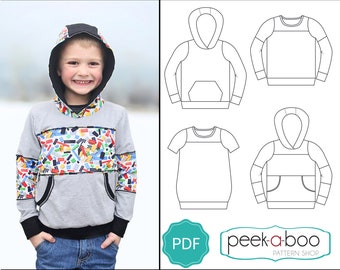 Freestyle Pullover PDF Sewing Pattern/ Kids Pullover Pattern/ Kids Sweatshirt Pattern/ Baby Sweatshirt Pattern