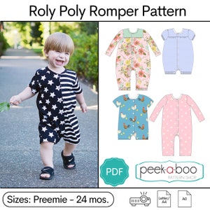 Roly Poly Romper Sewing Pattern, Snap Romper Sewing Pattern, Baby Romper Sewing Pattern