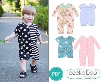 Roly Poly Romper Sewing Pattern, Snap Romper Sewing Pattern, Baby Romper Sewing Pattern