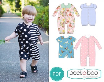 Roly Poly Romper Sewing Pattern, Snap Romper Sewing Pattern, Baby Romper Sewing Pattern