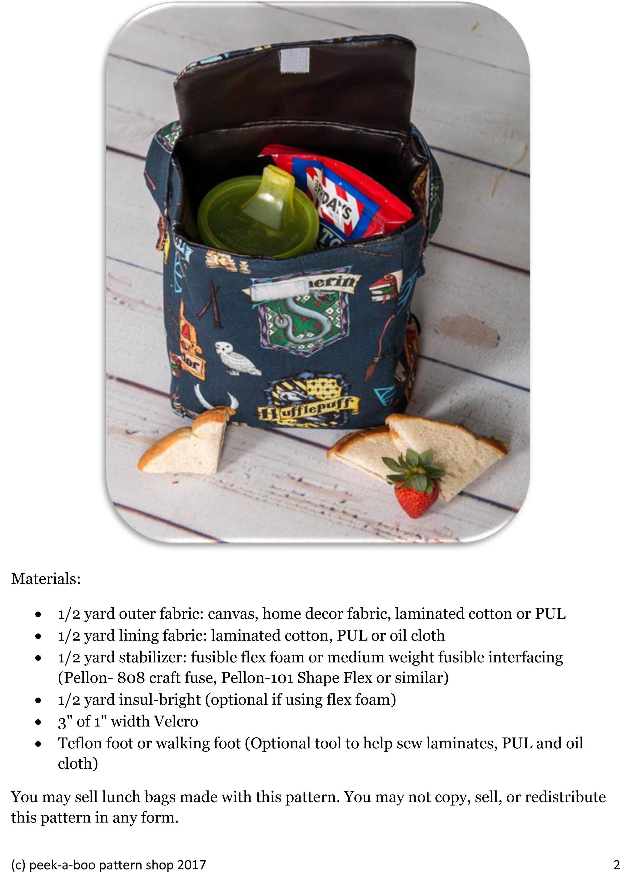 Grab N' Go Lunch Bag Sewing Pattern, Lunch Box Sewing Pattern - Etsy UK