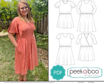 Women's Garden Party Dress Sewing Pattern