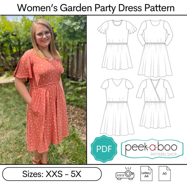 Women's Garden Party Dress Sewing Pattern