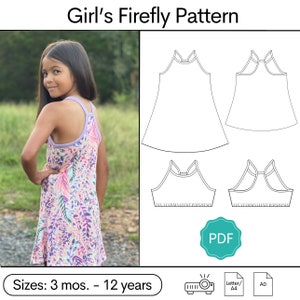 Girl&#39;s Firefly Dress & Top PDF Sewing Pattern