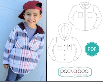 Kid's Shirt Jacket PDF Sewing Pattern | Kid's Shacket Pattern