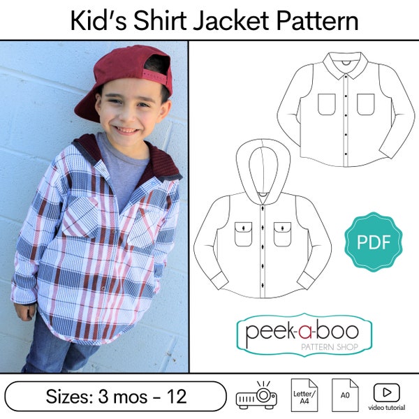 Patron de couture PDF pour veste chemise pour enfant | Patron de la veste pour enfant