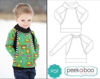 Höhe Pullover PDF Schnittmuster / Kinder Pullover Schnittmuster / Kinder Sweatshirt Schnittmuster / Baby Sweatshirt Schnittmuster