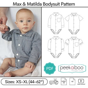 Max & Matilda Button-Up Bodysuit: Bodysuit Pattern, Baby Shirt Pattern