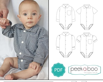 Max & Matilda Button-Up Bodysuit: Bodysuit Pattern, Baby Shirt Pattern
