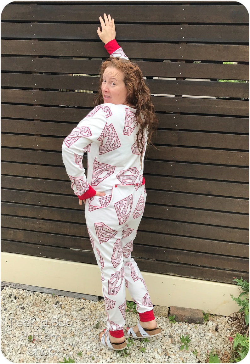 Adult Long Johns PDF Sewing Pattern: Adult One-Piece Pajamas, Adult Union Suit, Family PJs image 7