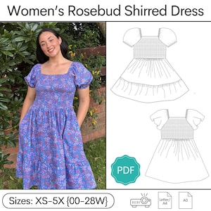 Women&#39;s Rosebud Shirred Dress Pattern