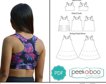 Vitality Racerback Tank & Sports Bra Sewing Pattern: Women's Tank Top Pattern, Women's Sports Bra Pattern