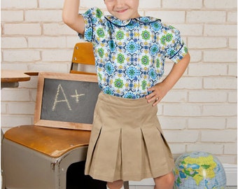 School Belle Skort Pattern: Girls uniform skirt sewing pattern, uniform skort sewing pattern