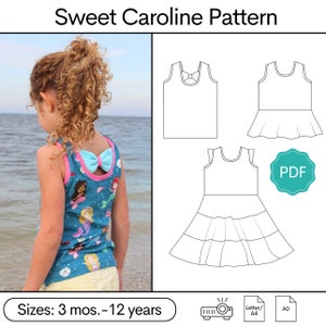 Sweet Caroline Dress, Peplum and Tank Sewing Pattern | Bow Back Dress Sewing Pattern | Tiered Dress Sewing Pattern