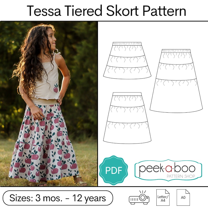 Tessa Tiered Skort Sewing Pattern - Etsy