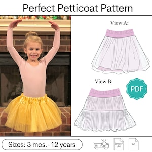 Perfect Petticoat Schnittmuster : Mädchen Petticoat Schnittmuster , Tutu Schnittmuster, Pettiskirt Schnittmuster