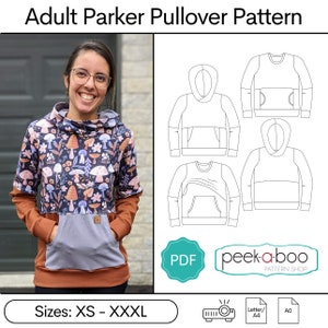 Adult Parker Pullover Sweatshirt Sewing Pattern