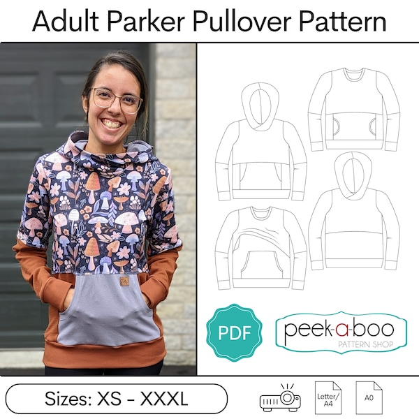 Adult Parker Pullover Sweatshirt Sewing Pattern