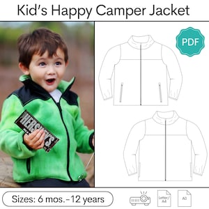 Happy Camper Jacket: Fleece Jacket Pattern, Kids Jacket Pattern
