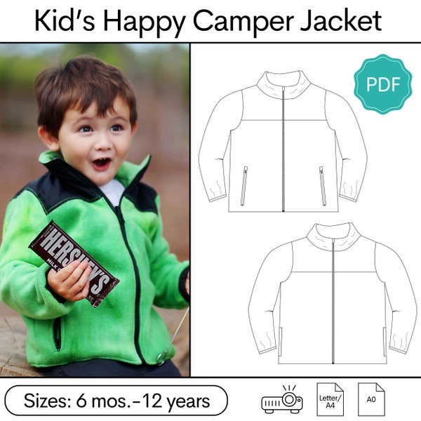 Happy Camper Jacket: Fleece Jacket Pattern, Kids Jacket Pattern