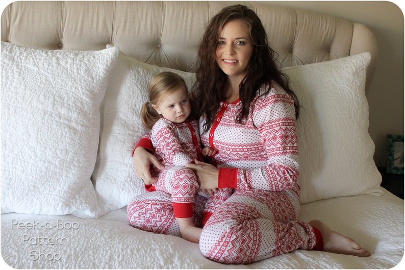 Adult Long Johns PDF Sewing Pattern: Adult One-Piece Pajamas, Adult Union Suit, Family PJs image 2