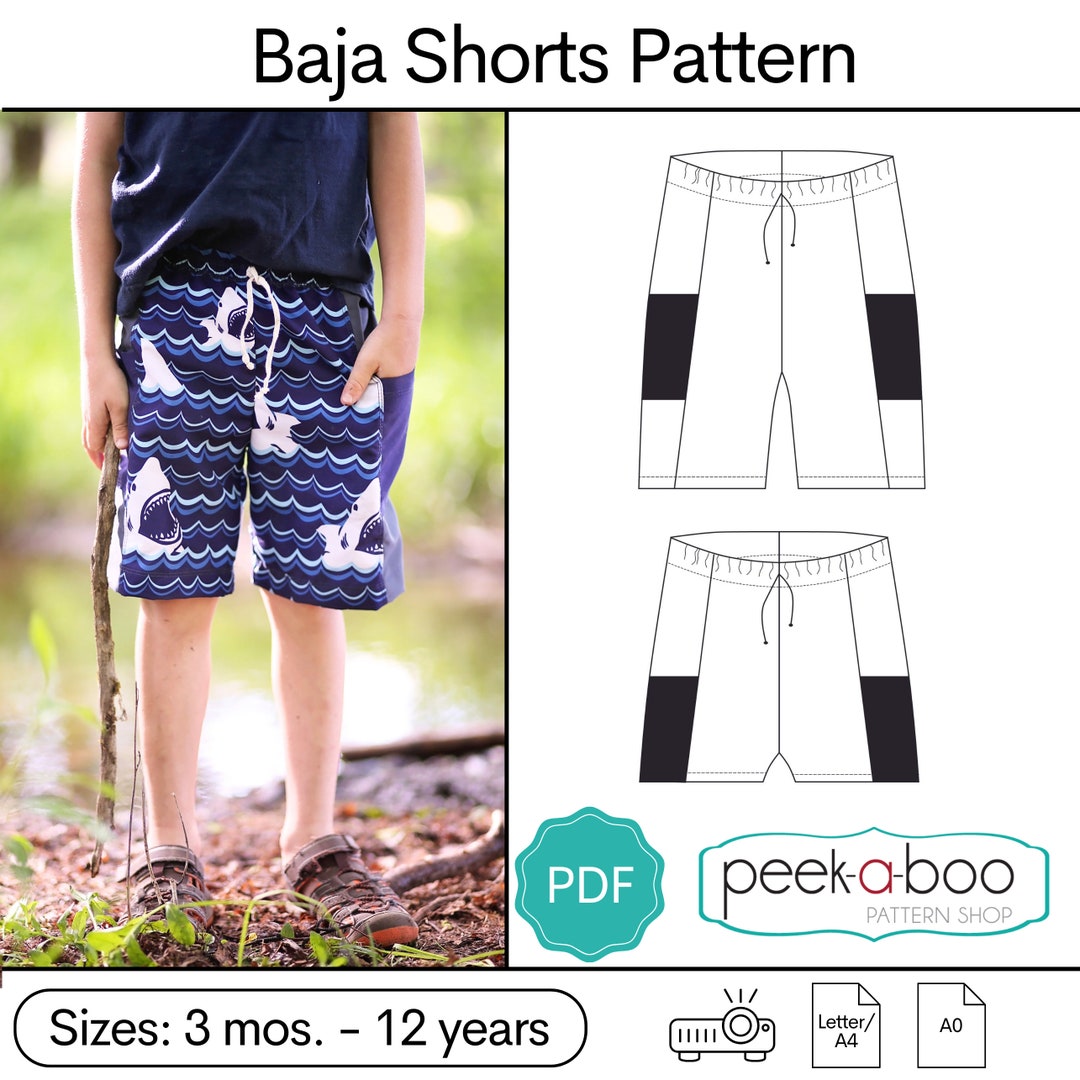 Baja Shorts Sewing Pattern: Kids Shorts Sewing Pattern, Baby