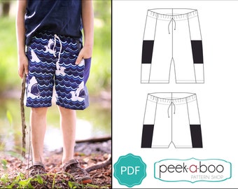 Baja Shorts Sewing Pattern: Kids Shorts Sewing Pattern, Baby Shorts Sewing Pattern, Boardshorts Sewing Pattern