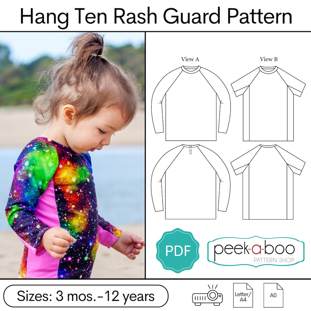 Hang Ten Rash Guard Rash Guard Sewing Pattern, Swim Shirt Sewing Pattern Etsy