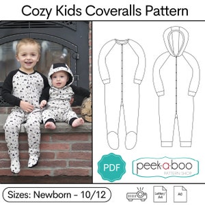 Cozy Kid Coveralls PDF Sewing Pattern / Coveralls Pattern / Kids Pajamas Sewing Pattern / Bodysuit Pattern / Baby Pajama Sewing Pattern image 1