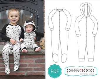 Cozy Kid Coveralls PDF Sewing Pattern / Coveralls Pattern / Kids Pajamas Sewing Pattern / Bodysuit Pattern / Baby Pajama Sewing Pattern