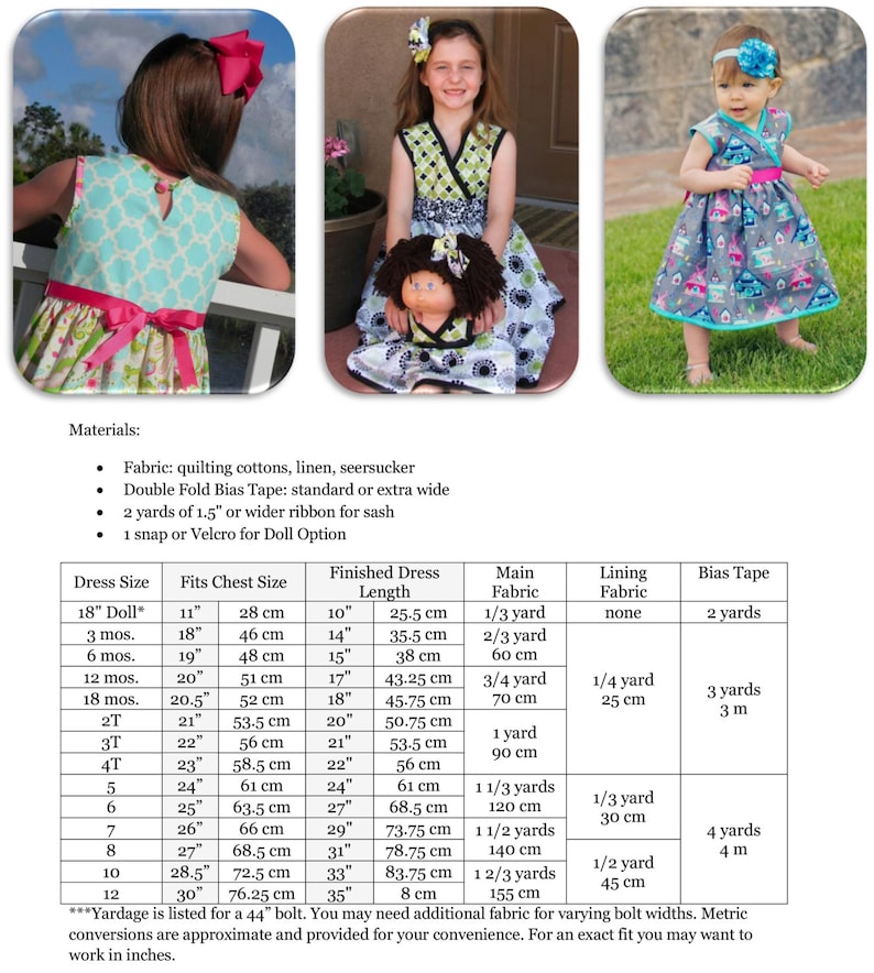 Audrey Cross Over Party Dress: Girls Wrap Dress Pattern, Baby Wrap Dress Pattern, Doll Dress Pattern image 3