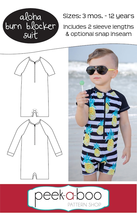 Aloha Burn Blocker Suit: Swim Suit Pattern, Bathing Suit Pattern, One-piece  Rash Guard, Swim Romper 