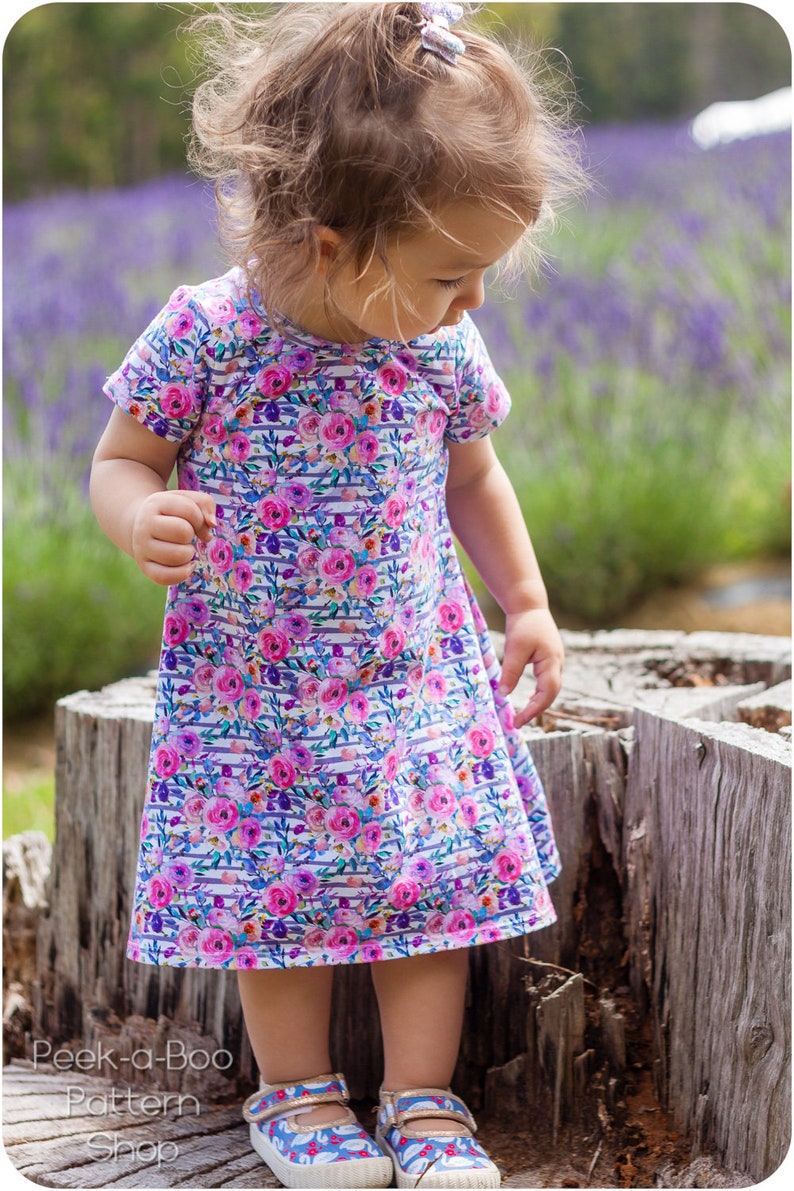 Sophie Swing Dress PDF Sewing Pattern: Girls swing dress pattern, t-shirt dress pattern image 3