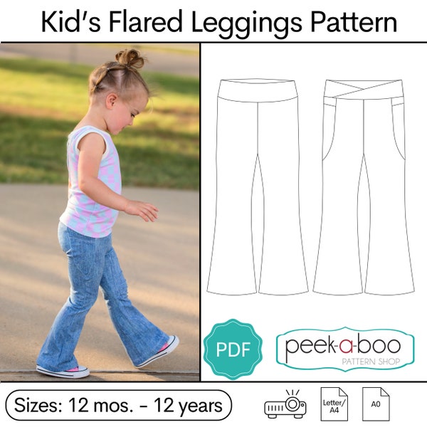 Patron de couture PDF leggings évasés pour enfants