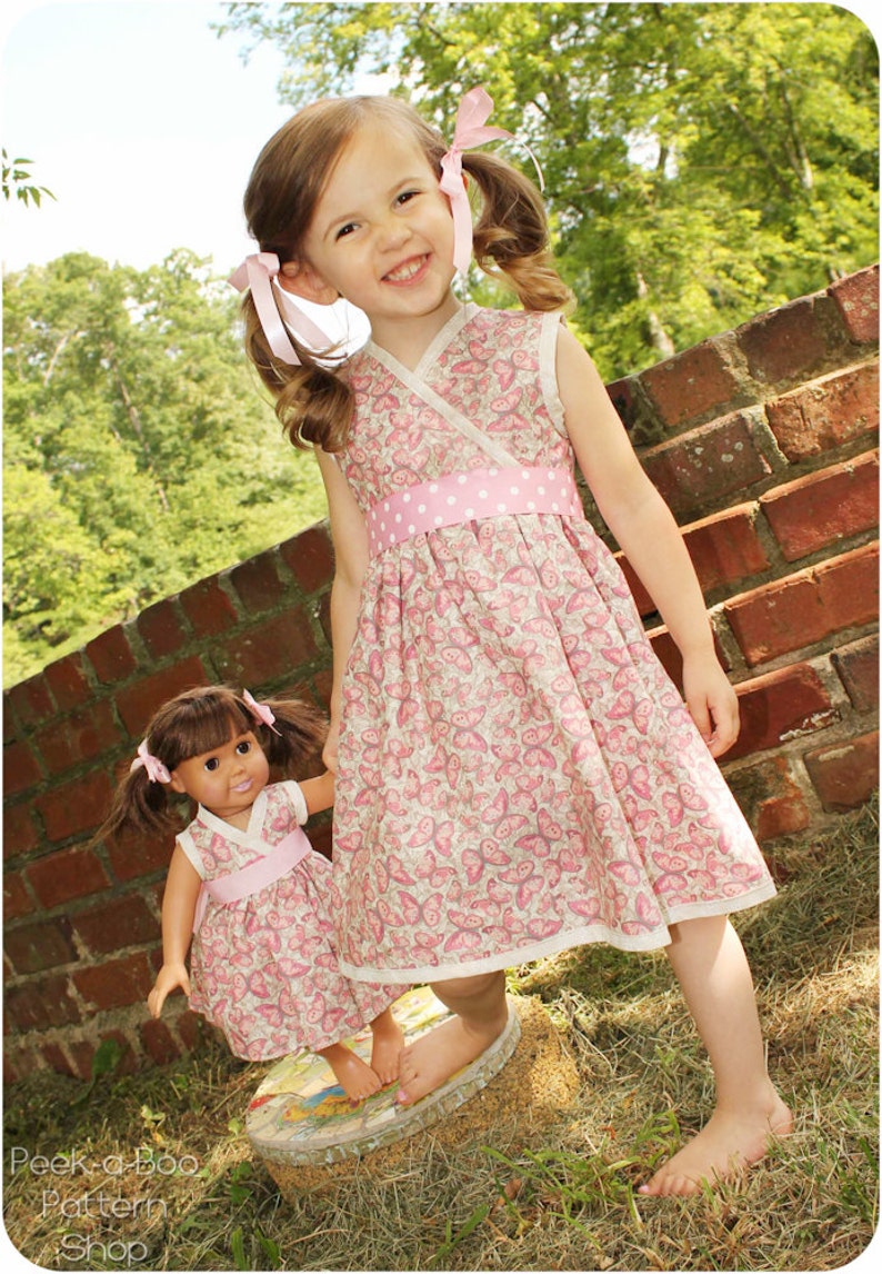 Audrey Cross Over Party Dress: Girls Wrap Dress Pattern, Baby Wrap Dress Pattern, Doll Dress Pattern image 4