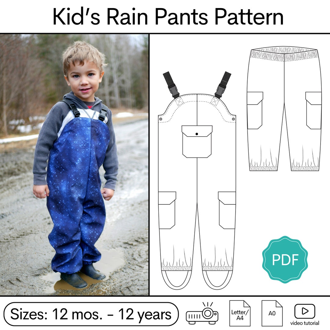 Kid s rain pants pattern etsy