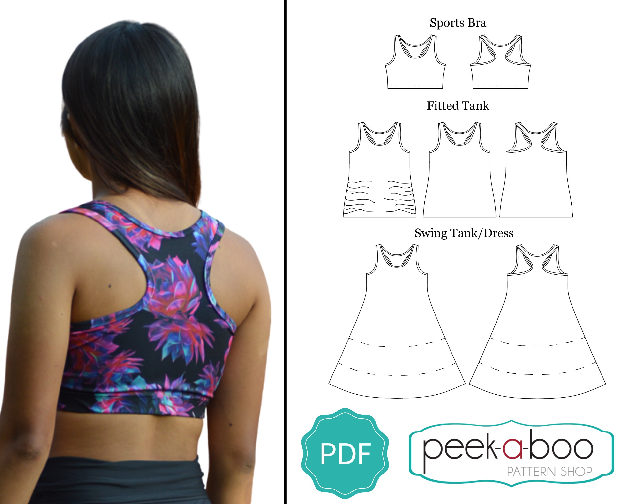 Vitality Racerback Tank & Sports Bra Sewing Pattern: Women's Tank Top  Pattern, Women's Sports Bra Pattern 