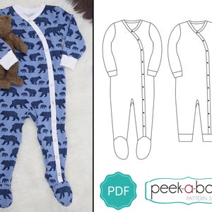 Lullaby Line Snap Pajamas Baby Pajamas Sewing Pattern Footed