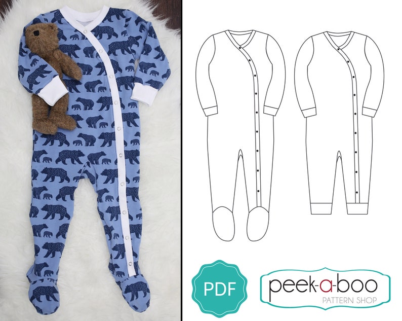 Lullaby Line Snap Pajamas Baby Pajamas Sewing Pattern Footed Etsy