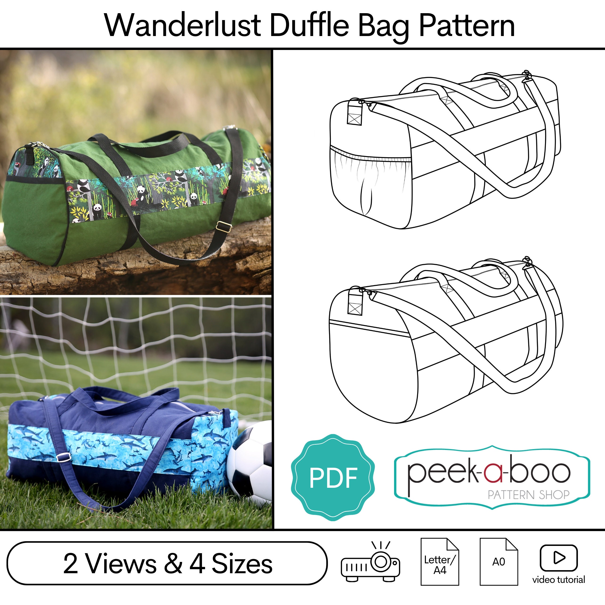 Wanderlust Duffle Bag PDF Sewing Pattern Etsy