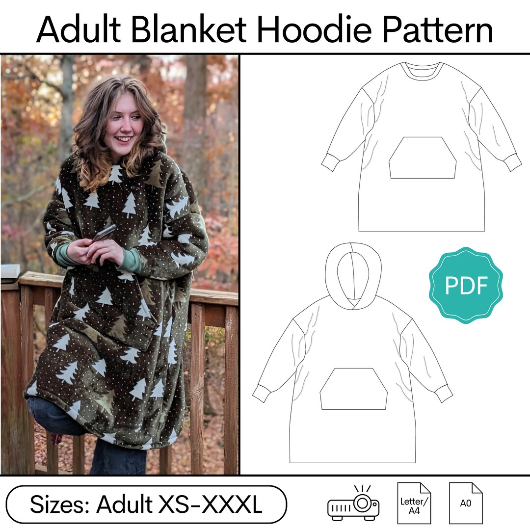 Adult Blanket Hoodie Pattern Etsy