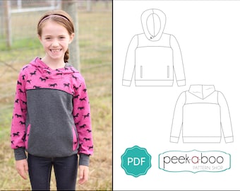 Huckleberry Hoodie PDF Sewing Pattern: Hoodie Pattern / Sweatshirt PDF / Girls Hoodie Pattern / Boys Hoodie Pattern / Instant Download